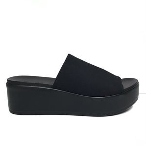 Bebe Black Platform Slide Sandal 8 Stretch 90s